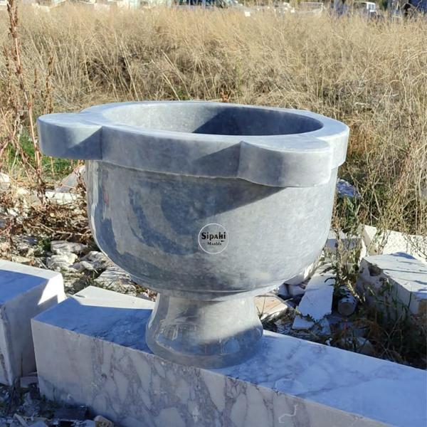 Gri Mermer Gider Delikli Yüksek Ayaklı Düz Kurna - Image 1