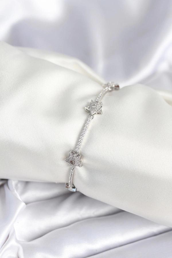 BFS Pirinç Gümüş Renk Yıldız Model Kadın Bileklik - Image 1