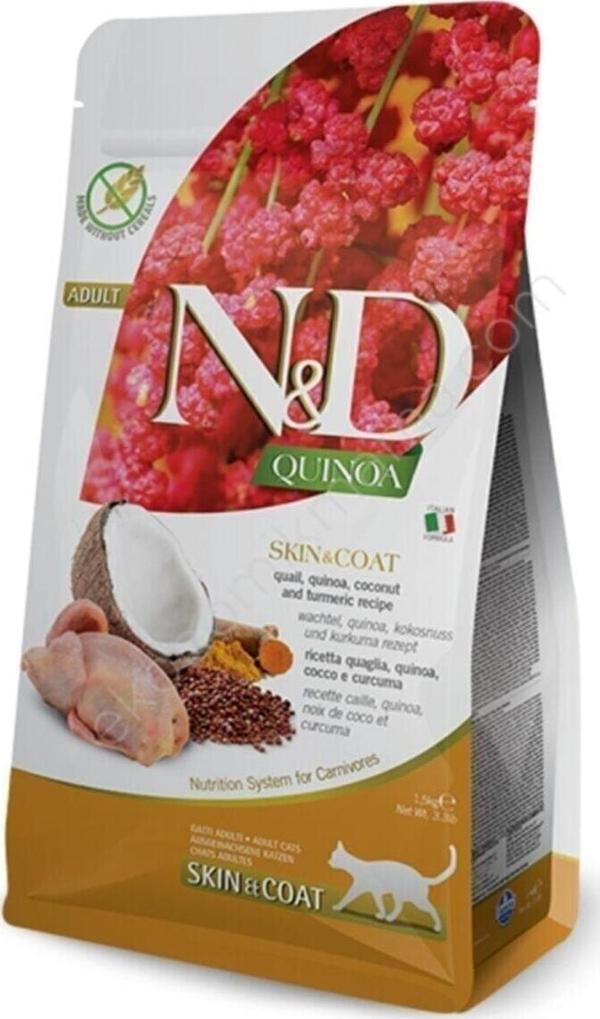 N&D Quinoa Skin Coat Bıldırcın Etli Yetişkin Kedi Maması 1.5 Kg - Image 1