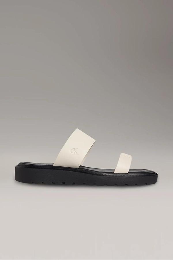 Calvin Klein Halat Detaylı Yumuşak Deri Monogramlı Kadın Siyah  Sandalet YW0YW01864-0HG - Image 1