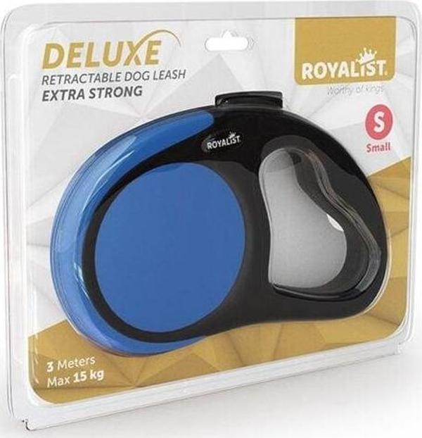 Royalist Deluxe Extra Strong Otomatik Köpek Gezdirme Tasması Mavi Small 3 Mt - Image 1