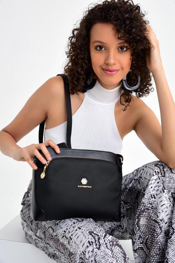Silver & Polo Kadın Omuz Çantası 364-15672 SILVER POLO M86 SİYAH-MAT SİYAH - Image 1