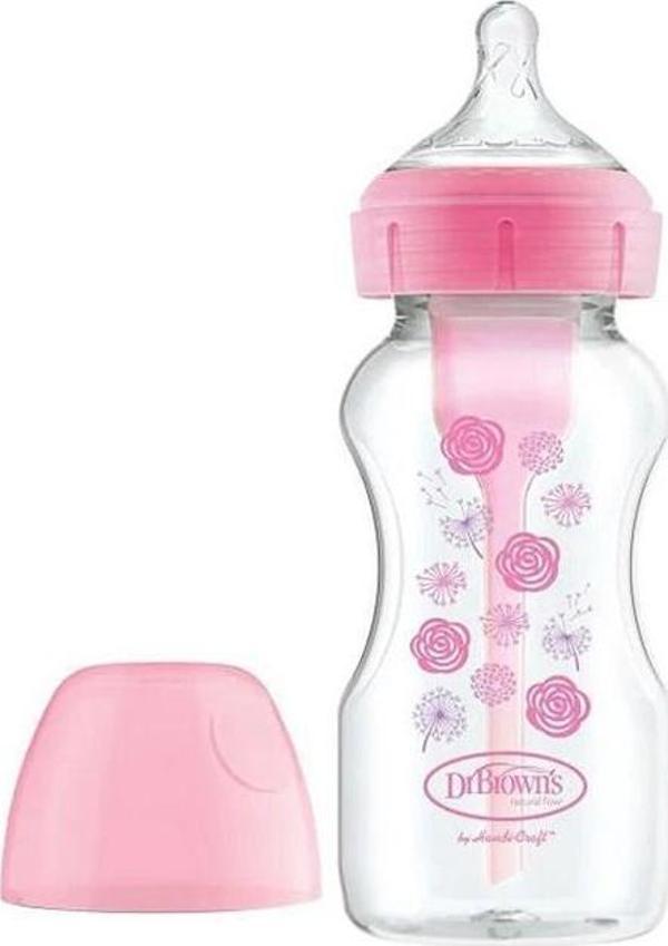 Dr. Brown's Options Geniş Ağız PP Biberon Pembe 270 ml - Image 1