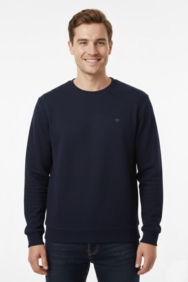 Erkek Büyük Beden Sıfır Yaka Selanik Sweatshirt BGL-ST04927 - Image 1
