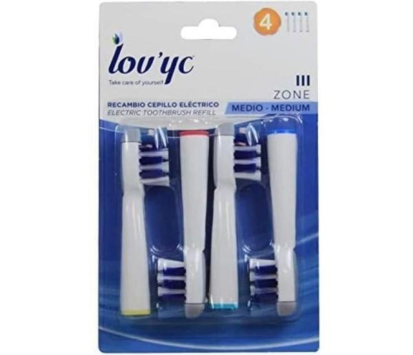 LOV'YC TRİZONE ORTA 4LÜ ELEKTRİKLİ DİŞ FIRÇASI YEDEĞİ - Image 1