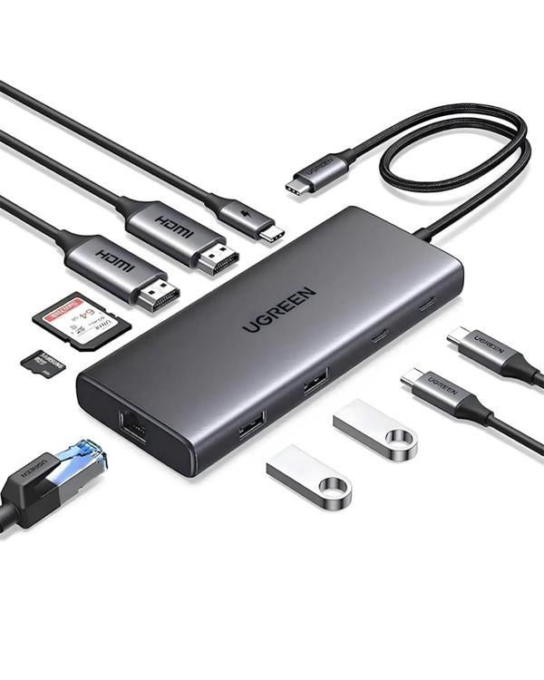 UGREEN Revodok Pro 10-in-1 1xUSB-A 3.0, 1xUSB-A 3.2 10Gbps, 2xUSB-C 3.2 10Gbps, 1xUSB-C PD 100W, 2xHDMI 4K/60Hz, SD, TF, - Image 1