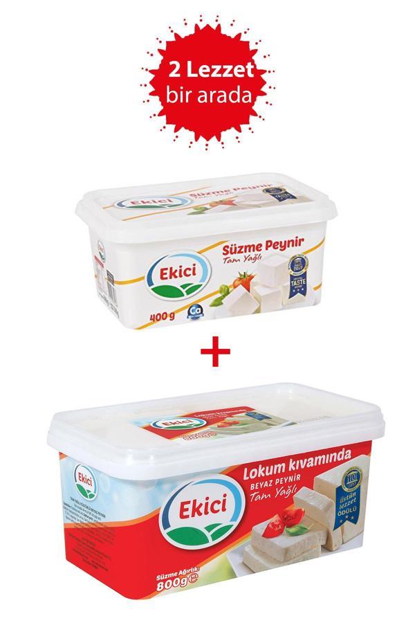 Ekici Tam Yağlı Lokum Kıvamında Beyaz Peynir 800 gr + Ekici Süzme Peynir 400 gr 2'li Lezzet Paketi - Image 1