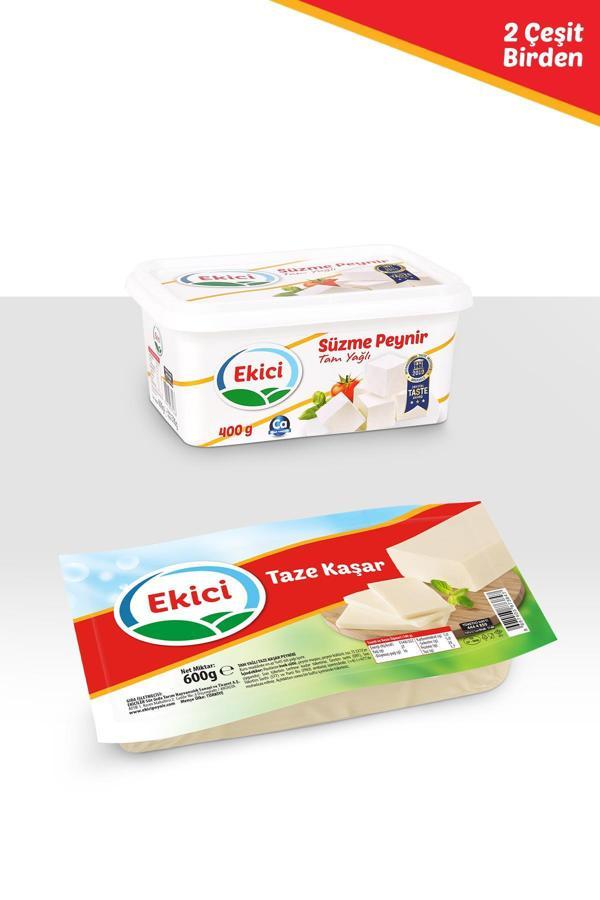 Ekici Taze Kaşar Peyniri 600 gr + Ekici Süzme Peynir 400 gr 2'li Lezzet Paketi - Image 1