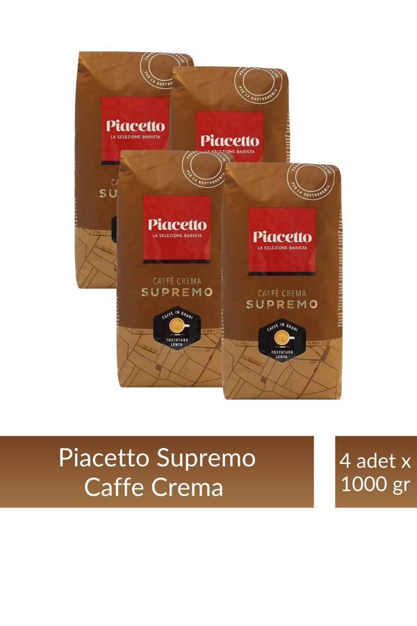 Piacetto Cafe Crema Supremo Çekirdek Kahve 1 kg x 4 Adet - Image 1