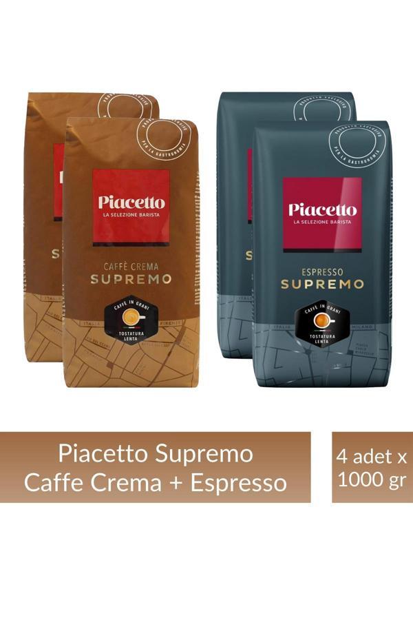Piacetto Cafe Crema ve Espresso Supremo Çekirdek Kahve Tanışma Paketi 1 kg x 4 Adet - Image 1