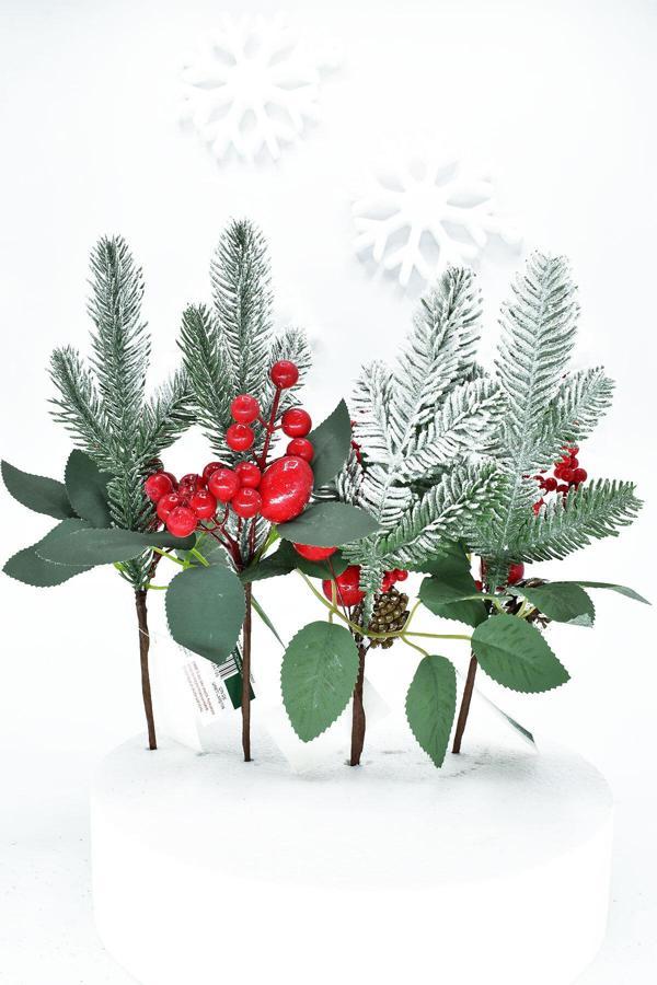 Waldern Kokina Süs 4lü Karlı Yılbaşı Çiçeği 30 Cm - Image 1