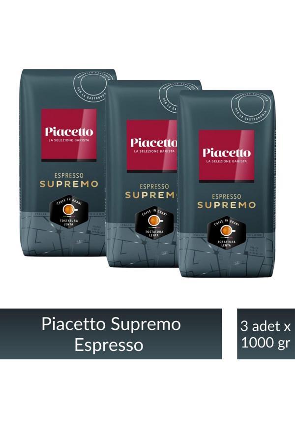 Piacetto Espresso Supremo Çekirdek Kahve 1 kg x 3 Adet - Image 1