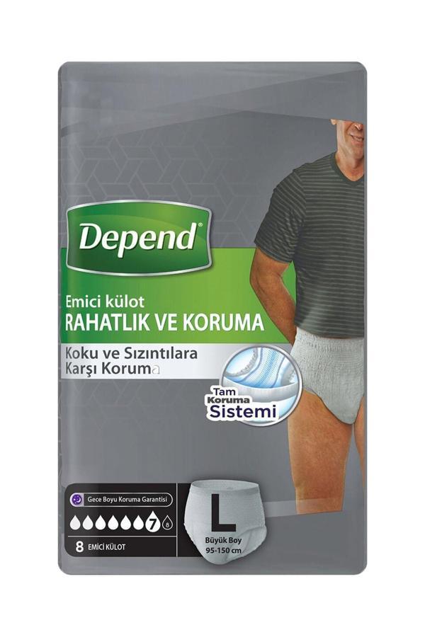 Depend Erkek Emici Külot L Beden 8 Adet - Image 1