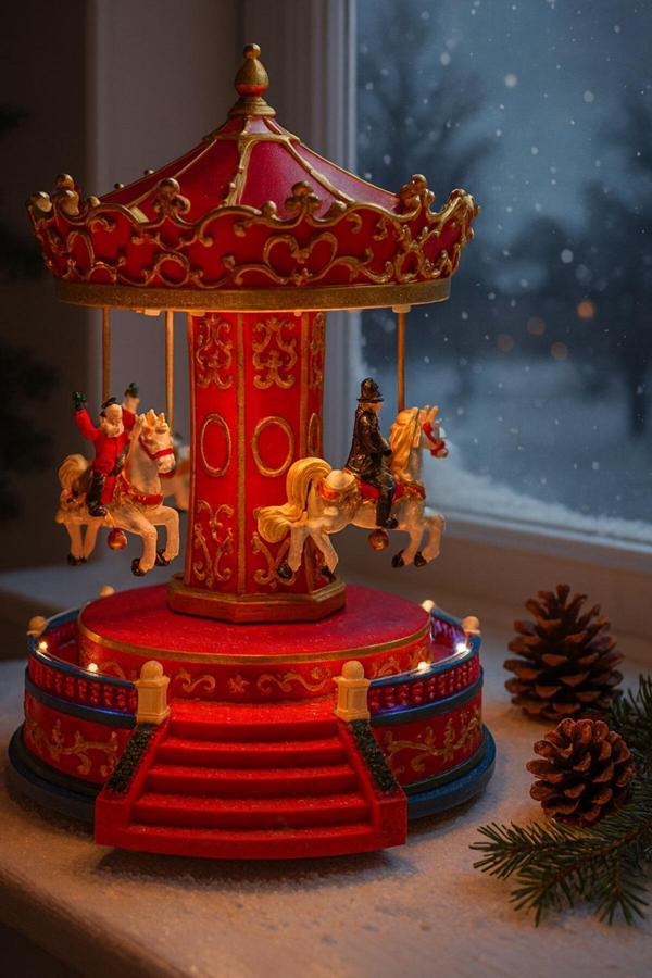 Waldern Premium Collection Işıklı Kırmızı Atlı Karınca Dekoratif Yılbaşı Süsü - Image 1