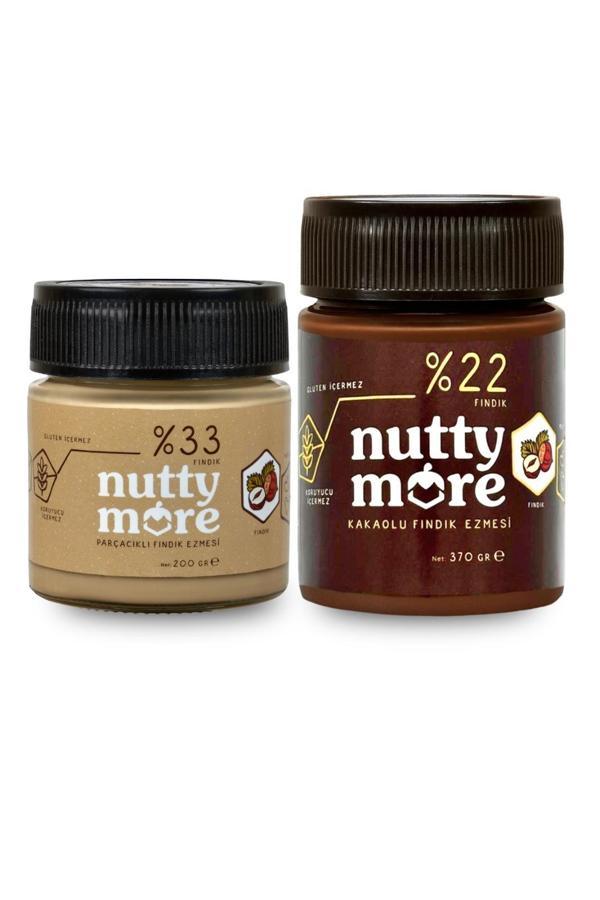 Nutty More %33 Fındık Parçacıklı Fındık Ezmesi 200 gr + %22 Kakaolu Fındık Ezmesi 370 gr - Image 1