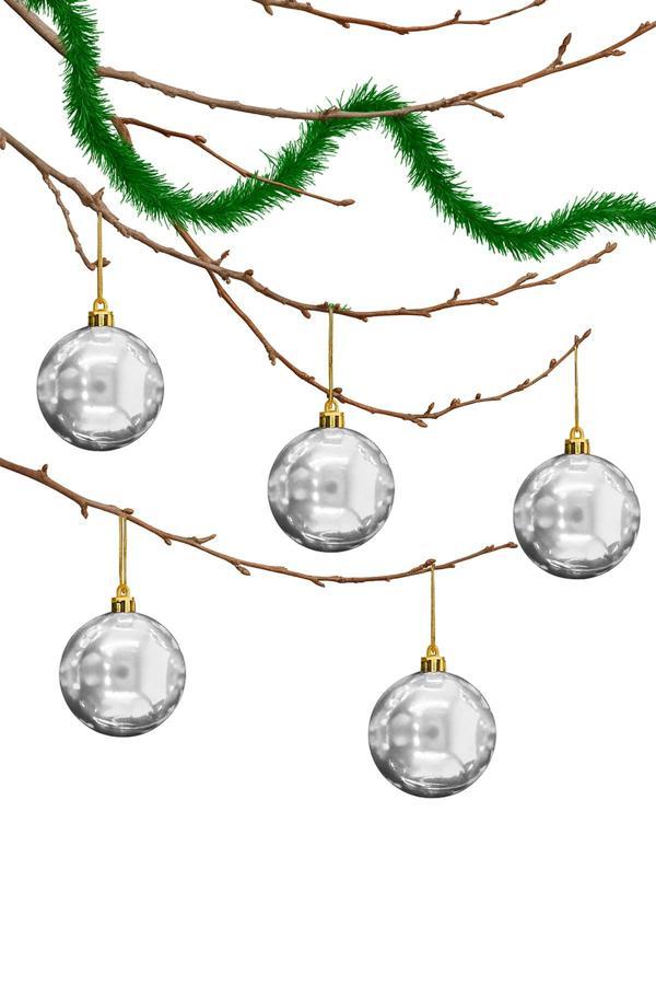 Waldern 6 Lı 10 Cm Parlak Yılbaşı Ağacı Süsü Cici Top Gümüş - Image 1