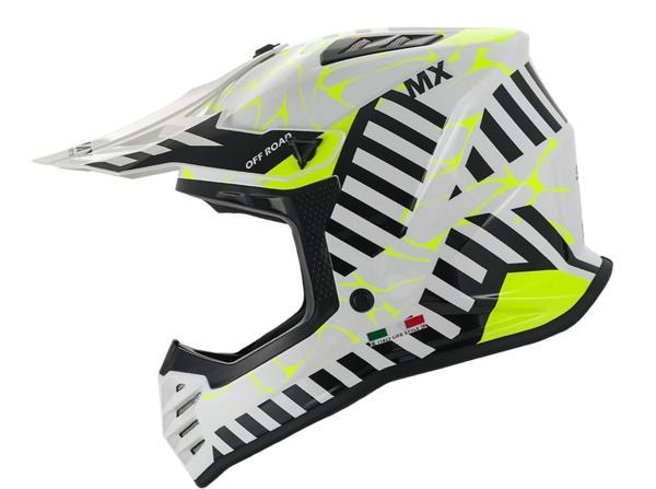 SWAY 618 Alert Çocuk Cross Kaskı Bisiklet Motosiklet Enduro Kask L Beden Beyaz Sarı Çocuk Kaskı - Image 1