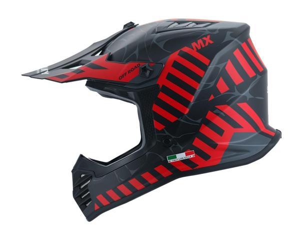 SWAY 618 Alert Çocuk Cross Kaskı Bisiklet Motosiklet Enduro Kask XL Beden Siyah Kırmızı Çocuk Kaskı - Image 1