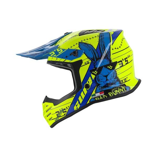 SWAY 618 Bunny Çocuk Cross Kaskı Bisiklet Motosiklet Enduro Kask L Beden Sarı Mavi Çocuk Kaskı - Image 1
