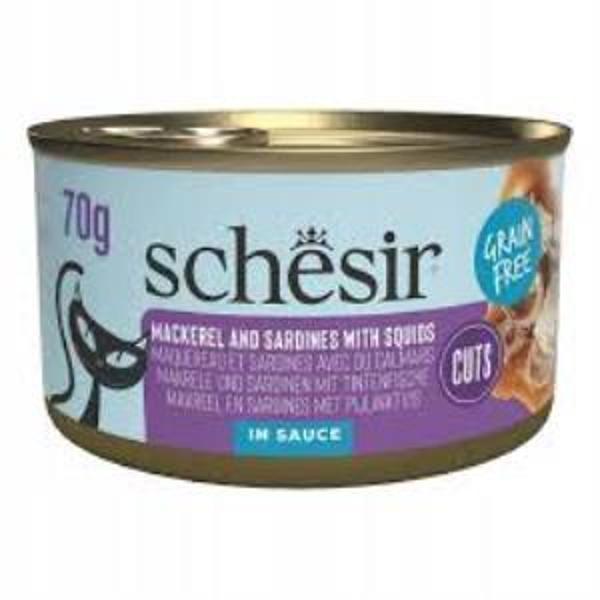Schesir Tamamlayıcı Sardalya ile Uskumrulu Sos İçinde Kedi Konservesi 70g - Image 1