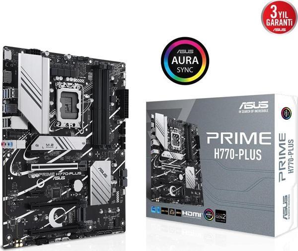 ASUS PRIME H770-PLUS H770 DDR5 (Vga Yok) GLan 2.5G ATX HD DP US32 M2 RGB 1700p Anakart - Image 1