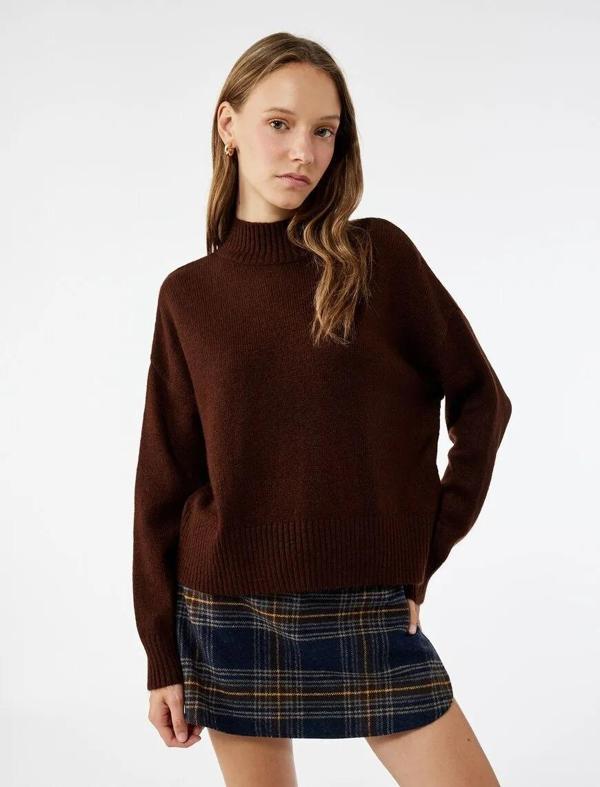 Koton Dik Yaka Uzun Kollu Basic Kadın Triko Kazak 6WAL90112HT - Image 1