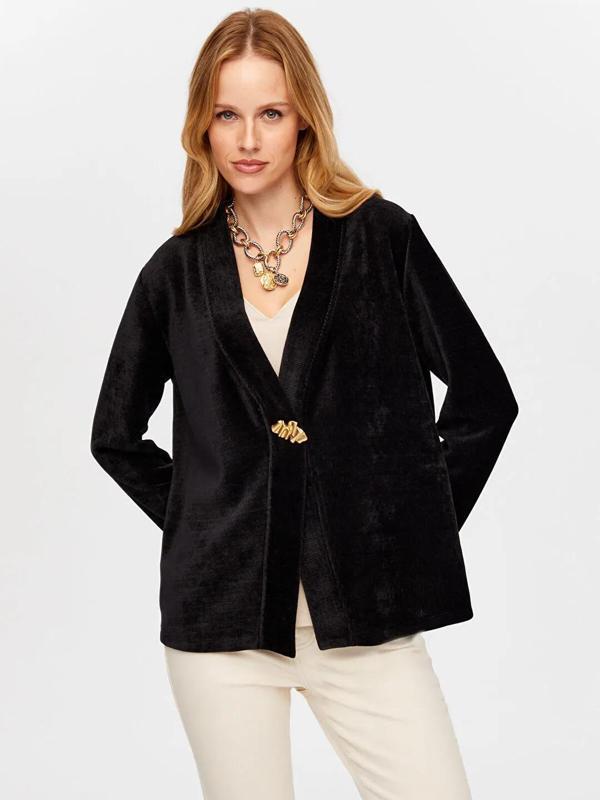 Faik Sönmez Metal Aksesuar Detaylı Şönil Kadın Hırka W26HRK004 - Image 1