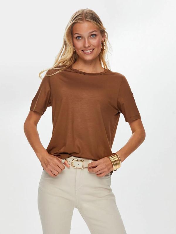 Faik Sönmez Yuvarlak Yaka Kısa Kol Kadın T-Shirt BS25TSH002 - Image 1