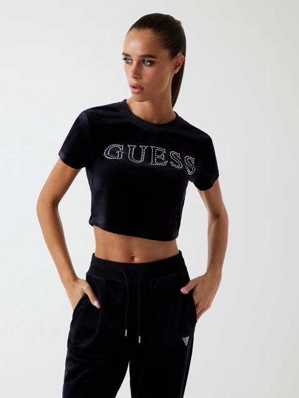 Guess Kadife Kadın Crop T-shirt V3BI01K0232 - Image 1