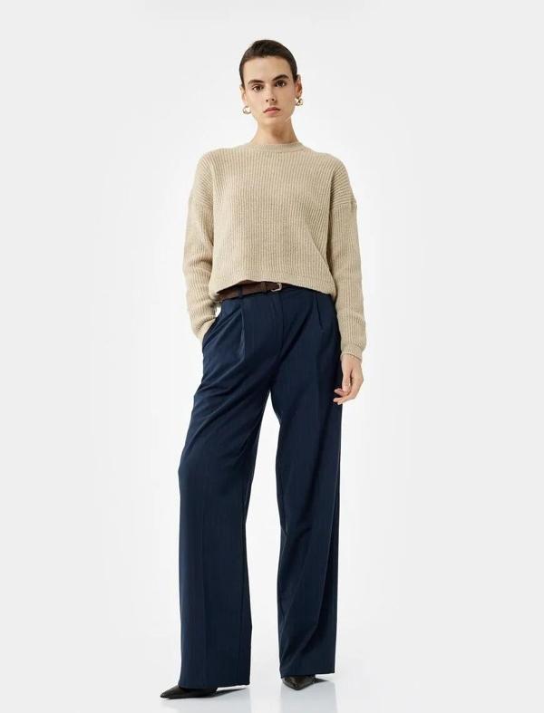 Koton Bisiklet Yaka Triko Kadın Basic Kazak 6WAK90025HT - Image 1