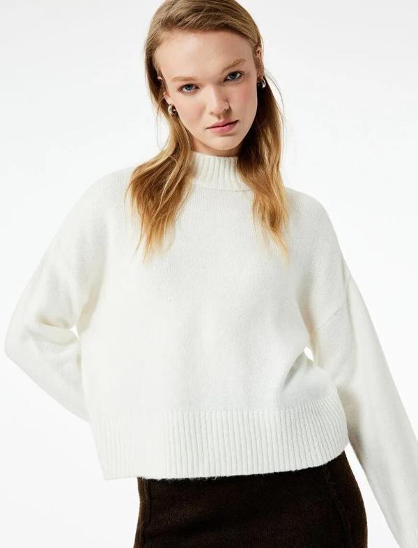 Koton Dik Yaka Uzun Kollu Basic Kadın Triko Kazak 6WAL90112HT - Image 1