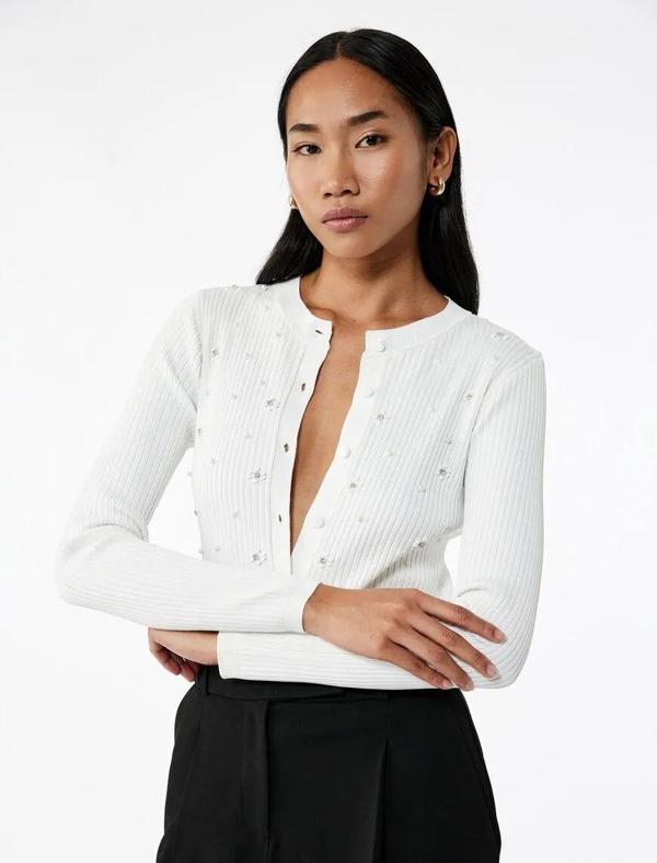 Koton Düğmeli Bisiklet Yaka Taşlı Kadın Triko Hırka 6WAK90305HT - Image 1