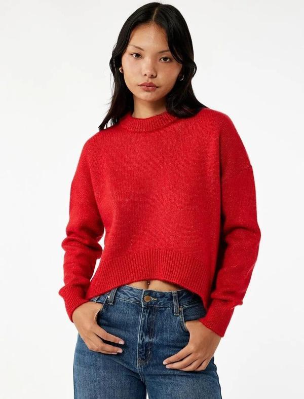 Koton Bisiklet Yaka Asimetrik Kesim Kadın Triko Kazak 6WAL90041HT - Image 1