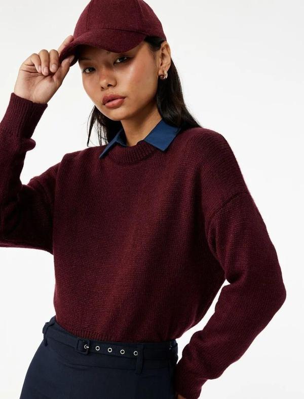 Koton Bisiklet Yaka Asimetrik Kesim Kadın Triko Kazak 6WAL90041HT - Image 1