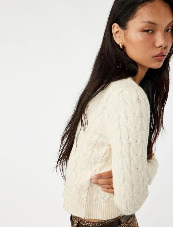 Koton Saç Örgüsü Dokulu Kadın Triko Hırka 6WAL90012IT - Image 1