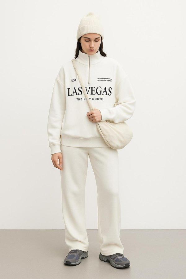 Fashion Friends Yakası Fermuarlı Kadın Sweatshirt 25K0010K1 - Image 1