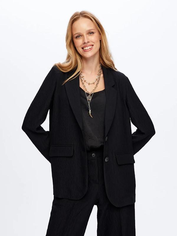 Faik Sönmez Kendinden Dokulu Astarsız Likralı Kadın Ceket UW26CKT017 - Image 1