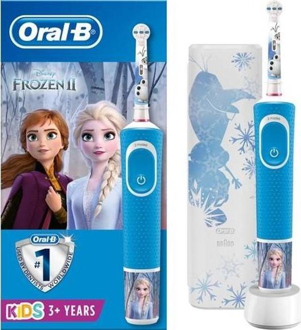 Oral-B Çocuklar İçin Şarj Edilebilir Diş Fırçası D100 Vitality Frozen Özel Seri + Seyahat Kabı - Image 1