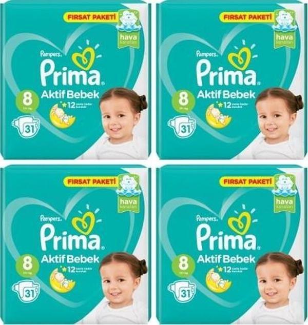 Prima 17+ kg  8 Numara 31 x 4 = 124'lü  Bebek Bezi Paketi - Image 1