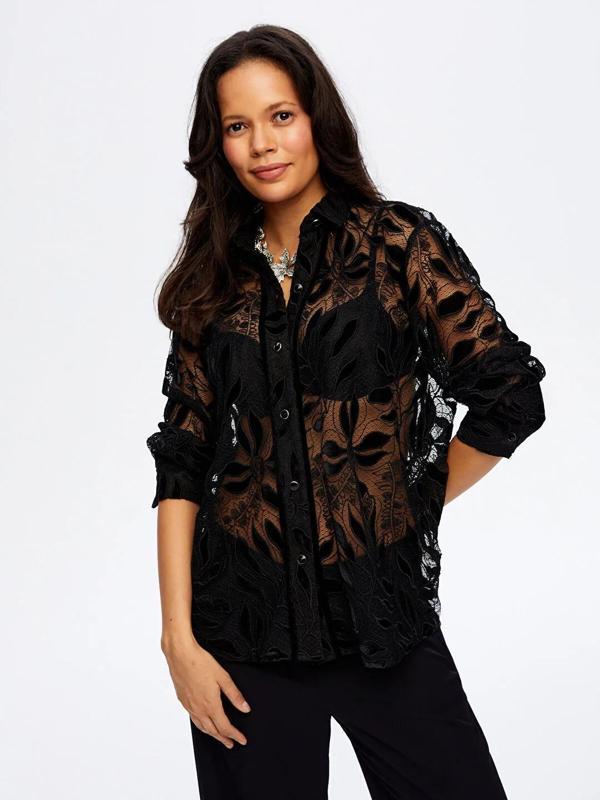 Faik Sönmez Dantelli Kadın Gömlek W26GML018 - Image 1