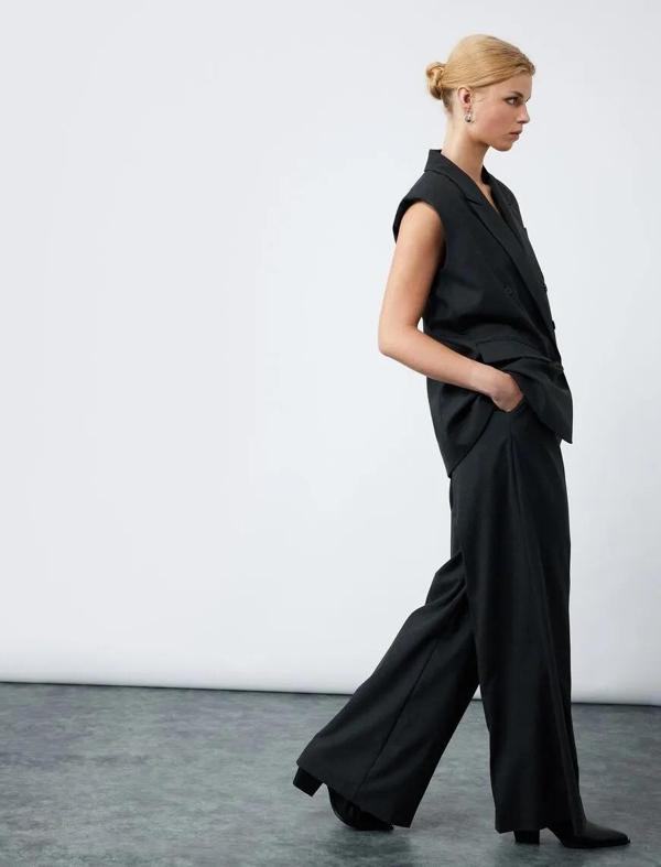 Koton Cepli Pile Detaylı Yüksek Bel Kadın Kumaş Palazzo Pantolon 6WAK40057UW - Image 1