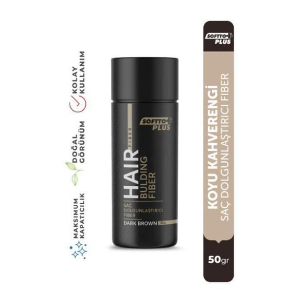 Softto Plus Saç Dolgunlaştırıcı Anında Dolgunluk Sağlayan Koyu Kahverengi Fiber 50 gr - Image 1