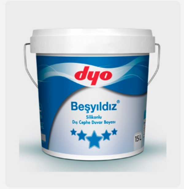 DYO 15LT BEŞYILDIZ SİLİKONLU DIŞ CEPHE BOYASI BEYAZ - Image 1