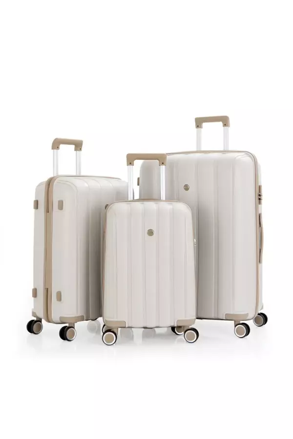 Üçlü Polipropilen Valiz Seti V305 Kemik Şampanya - Image 1