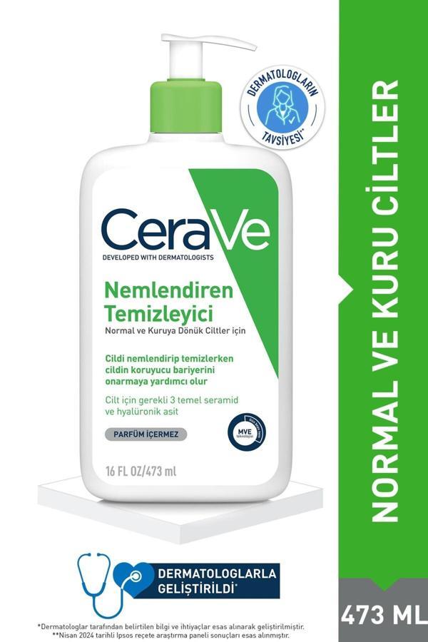 Cerave Nemlendiren Temizleyici Seramid&Hyalüronik Asit Kuru & Normal Ciltler Yüz Vücut 473Ml - Image 1