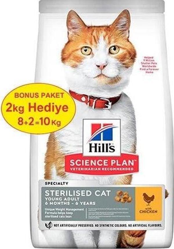 Hills Young Sterilised Tavuklu Kısırlaştırılmış Kedi Maması 8+2 Kg - Image 1