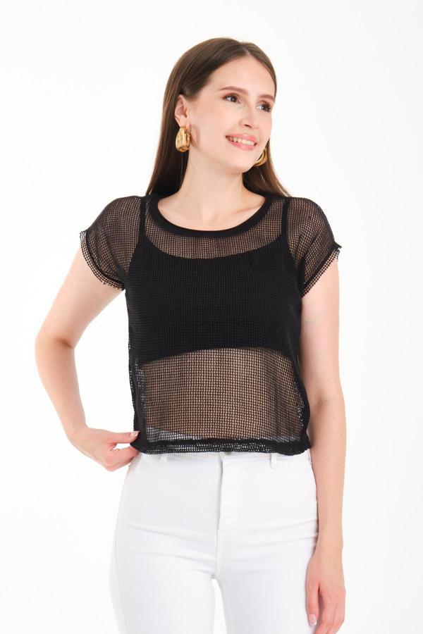  Japone Kol Kare File Bluz - Image 1