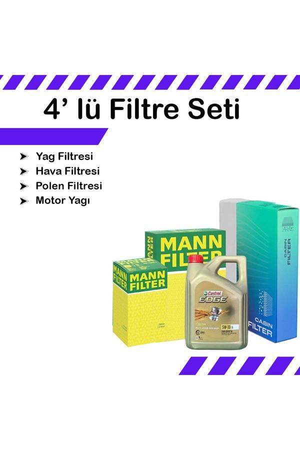 Mann Fılter Audi A3 1.6 Tdı Mann Castrol Motor Yağlı Bakım Seti (2009-2012) 4Lu Uyumlu - Image 1