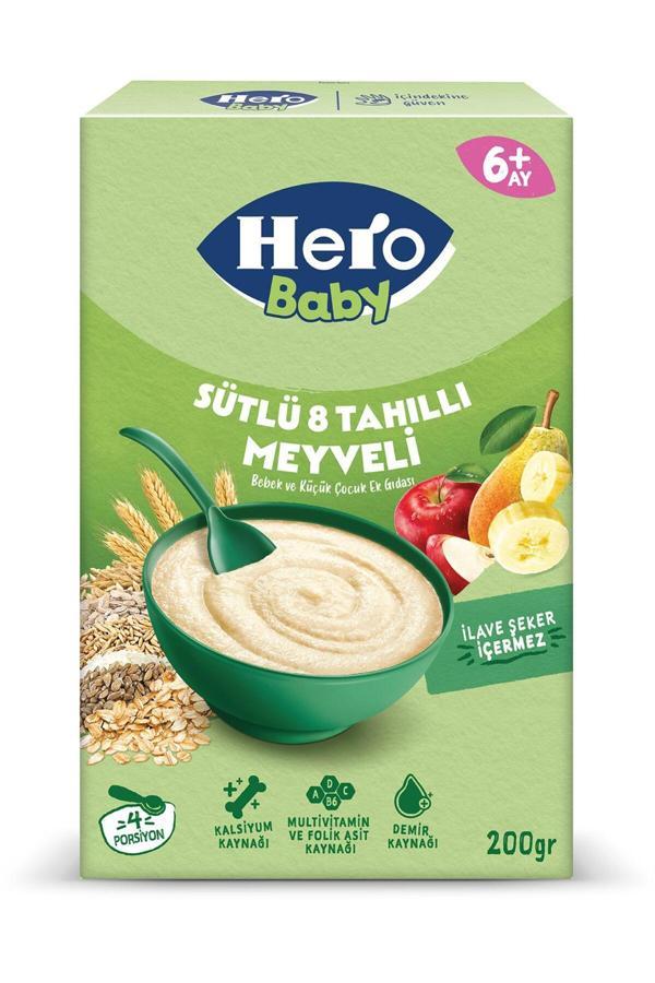 Hero Baby Sütlü 8 Tahıllı Meyveli Kaşık Mama 200g - Image 1