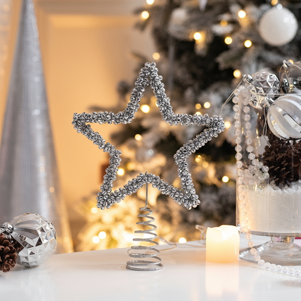 Karaca Home New Year Yılbaşı Shimmering Star Ağaç Başlığı Silver - Image 1